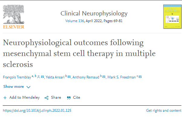 間充質(zhì)干細胞治療多發(fā)性硬化癥后的神經(jīng)生理學結(jié)果