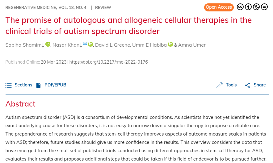 自體和同種異體干細(xì)胞療法在自閉癥臨床試驗中的前景