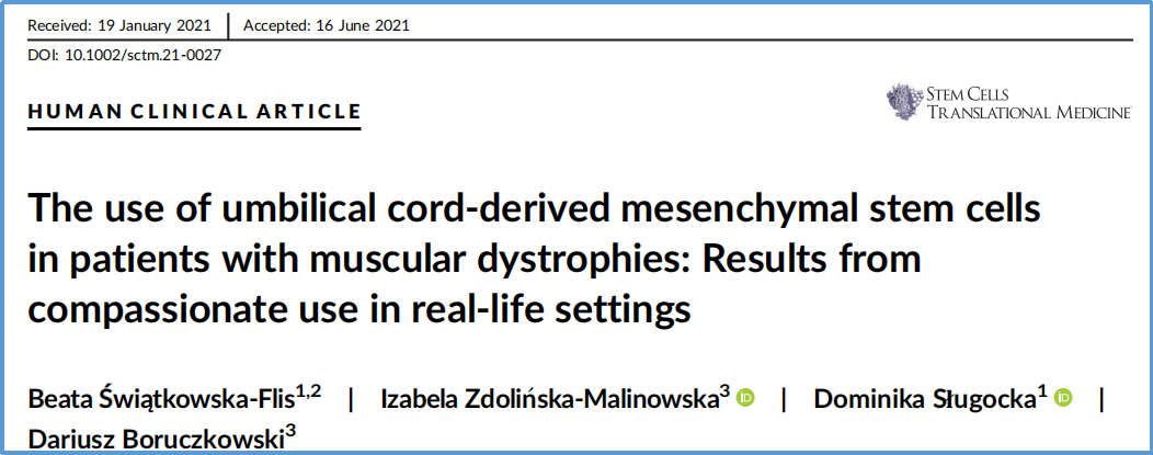 臍帶間充質(zhì)干細胞在肌營養(yǎng)不良癥患者中的應用：現(xiàn)實生活中的同情使用結果