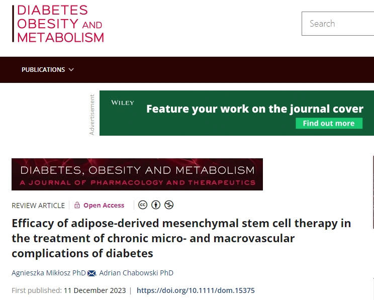 糖尿病期刊綜述：干細胞治療糖尿病慢性微血管和大血管并發癥的療效