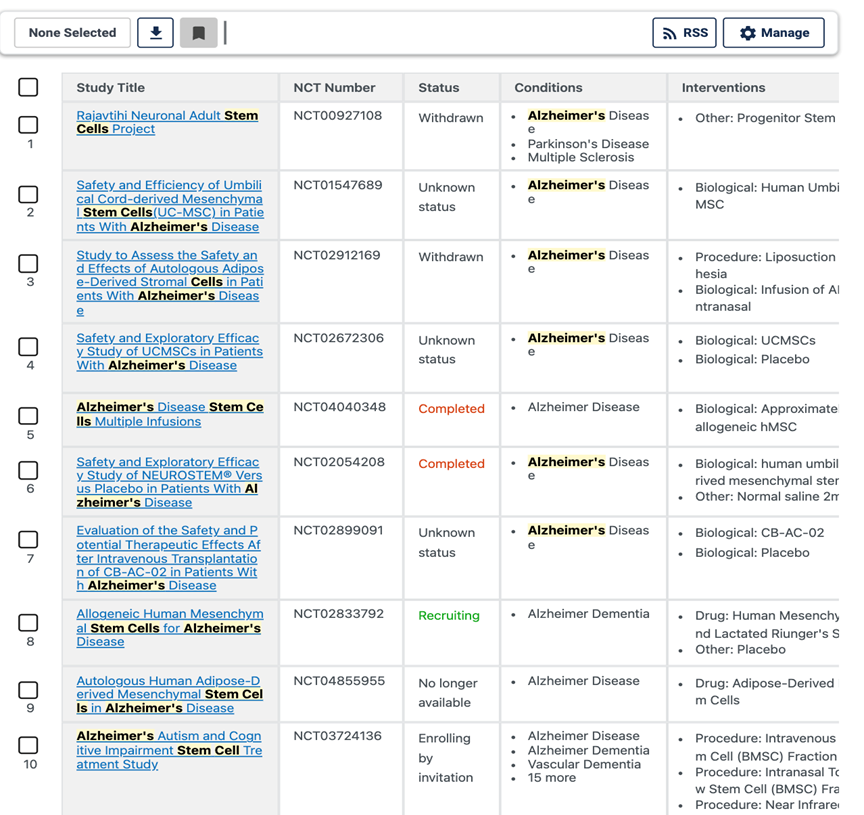 美國國立衛生研究院的最大臨床試驗注冊庫中已有多項針臨床注冊。