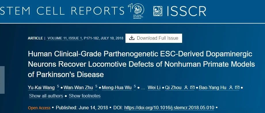 人胚胎干細胞來源的神經(jīng)細胞治療帕金森病的安全性和有效性