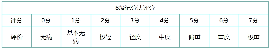 8級(jí)記分法評(píng)分