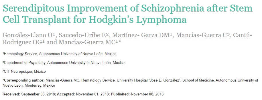 霍奇金淋巴瘤干細胞移植后精神分裂癥意外改善