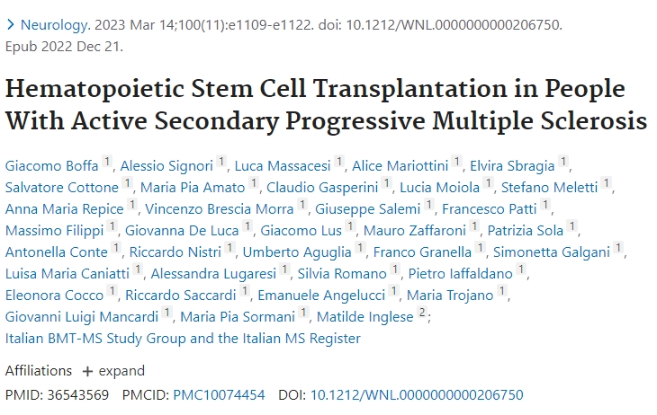 神經(jīng)病學(xué)：活動(dòng)性繼發(fā)性進(jìn)行性多發(fā)性硬化癥患者的造血干細(xì)胞移植
