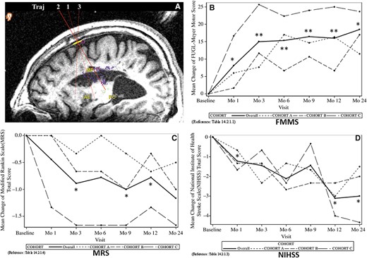 圖1：24個月隨訪的臨床結果。顯示了與基線相比的分數變化。