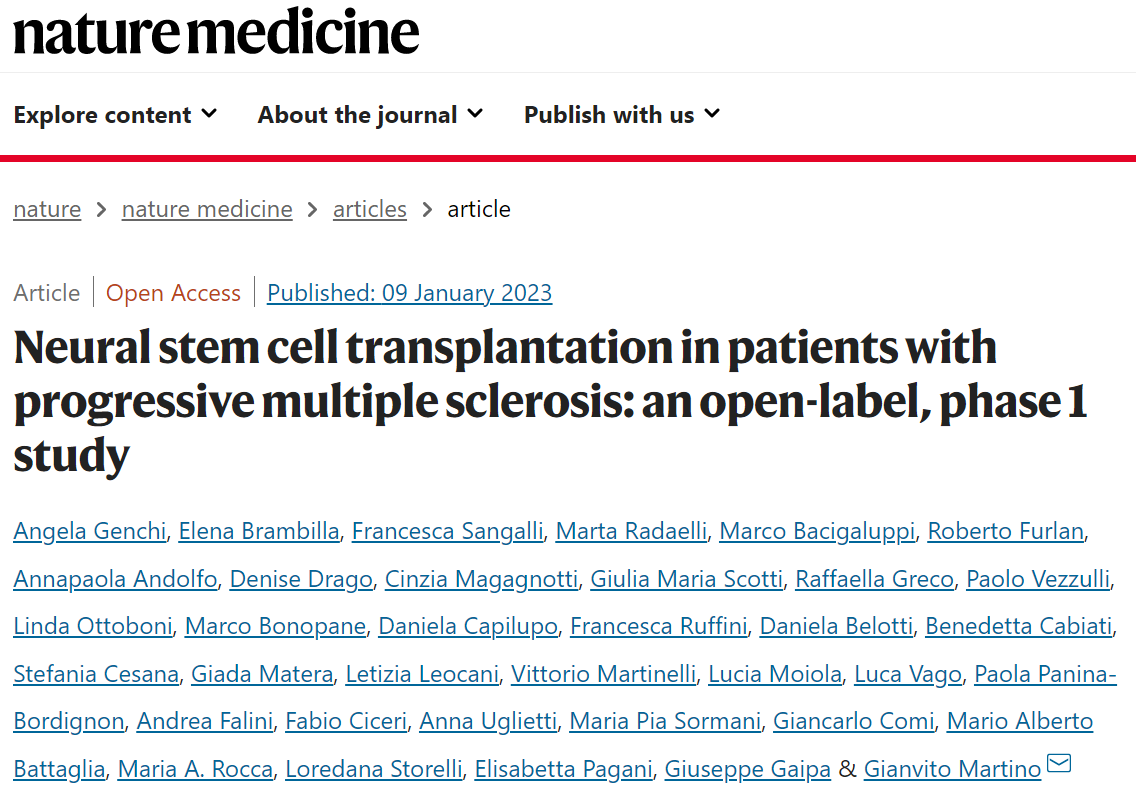 進行性多發性硬化癥患者的神經干細胞移植：一項開放標簽、I 期研究