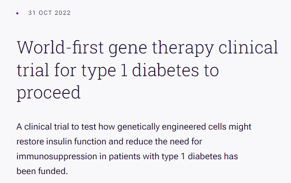 全球首個(gè)二型糖尿病基因治療臨床試驗(yàn)即將啟動(dòng)