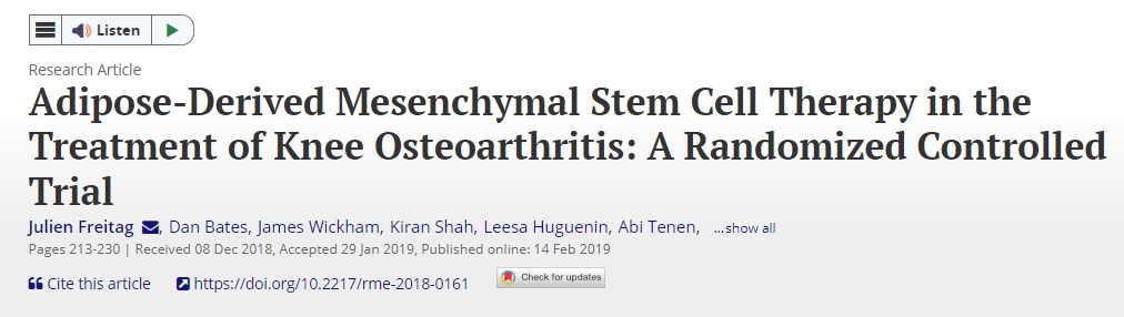 脂肪間充質(zhì)干細胞療法治療膝關(guān)節(jié)骨關(guān)節(jié)炎：一項隨機對照試驗