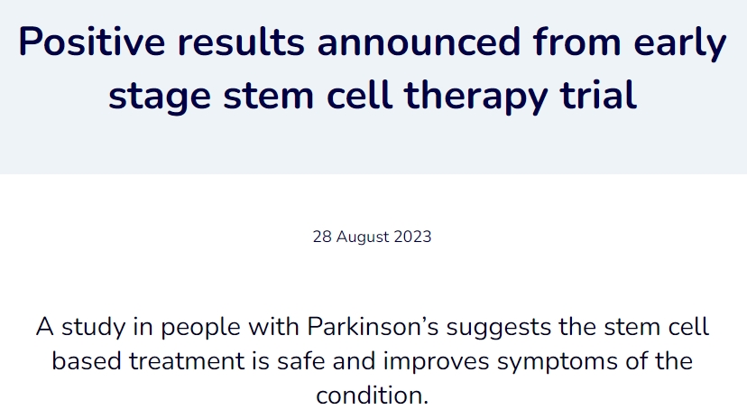 一項(xiàng)針對(duì)帕金森病患者的研究表明，基于干細(xì)胞的治療是安全的，并能改善帕金森病的癥狀。