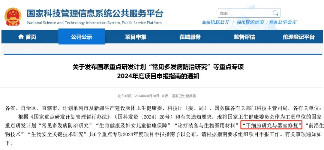 關于發布國家重點研發計劃“常見多發病防治研究”等重點專項2024年度項目申報指南的通知
