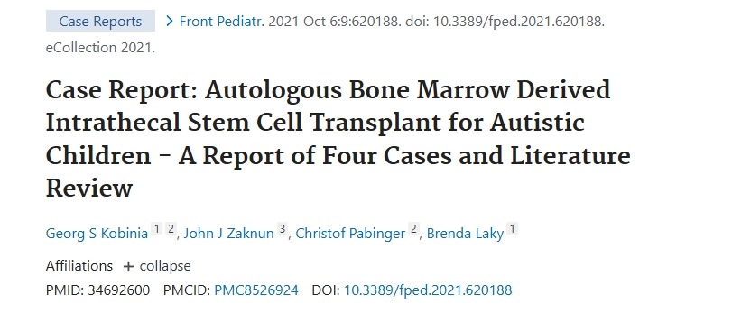 病例報告：自閉癥兒童自體骨髓來源的鞘內(nèi)干細胞移植 - 4 例報告及文獻綜述