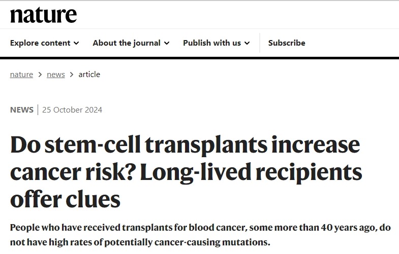 干細(xì)胞移植會(huì)增加癌癥風(fēng)險(xiǎn)嗎？長(zhǎng)壽接受者提供線(xiàn)索