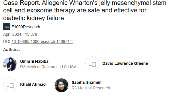 《病例報告:同種異體華通氏膠間充質干細胞和外泌體療法對糖尿病腎衰竭安全有效》 《病例報告:同種異體華通氏膠間充質干細胞和外泌體療法對糖尿病腎衰竭安全有效》