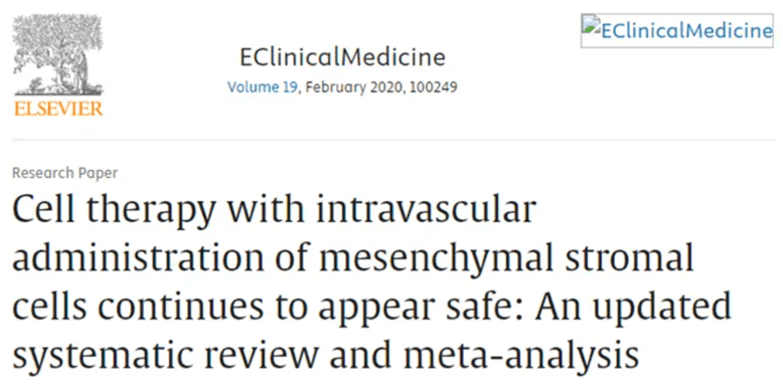 間充質基質細胞血管內給藥的細胞療法繼續被視為安全的：最新的系統評價和薈萃分析