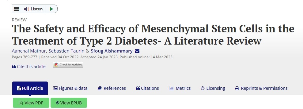 間充質干細胞治療2型糖尿病的安全性和有效性