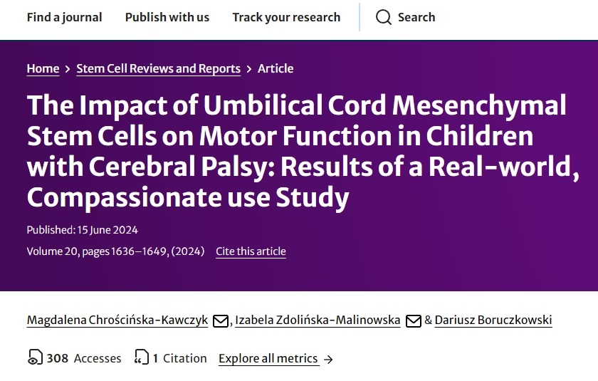 臍帶間充質干細胞對腦癱兒童運動功能的影響：真實世界、同情使用研究的結果