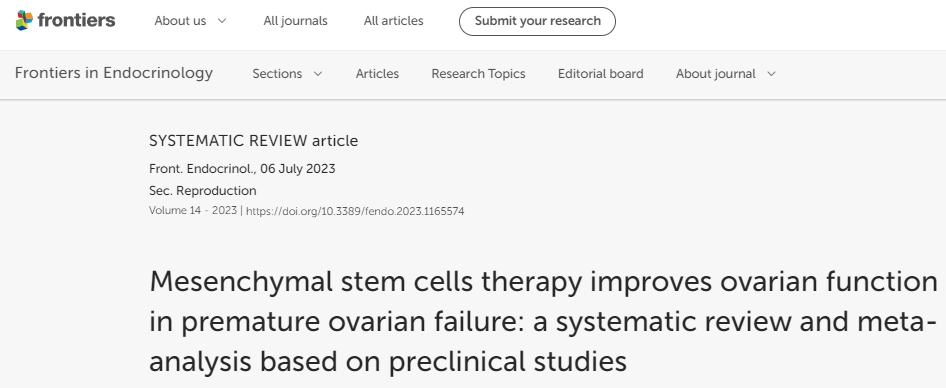 間充質干細胞療法改善卵巢早衰患者的卵巢功能：基于臨床前研究的系統綜述和薈萃分析