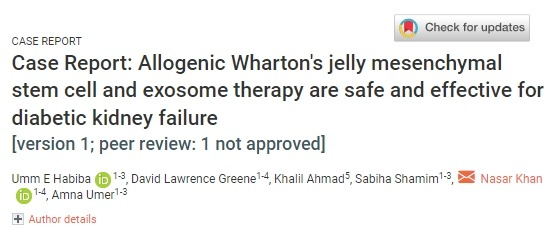 同種異體華通氏膠間充質(zhì)干細胞和外泌體療法對糖尿病腎衰竭安全有效 同種異體華通氏膠間充質(zhì)干細胞和外泌體療法對糖尿病腎衰竭安全有效