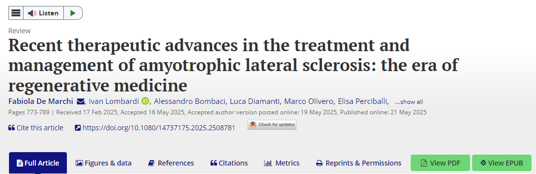 肌萎縮側索硬化癥治療和管理的最新進展：再生醫學時代