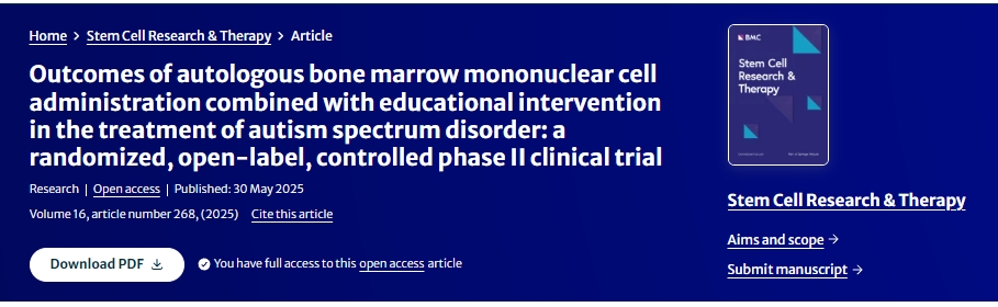 自體骨髓單核細胞移植聯(lián)合教育干預(yù)治療自閉癥譜系障礙的療效觀察：一項隨機、開放標(biāo)簽、對照的II期臨床試驗
