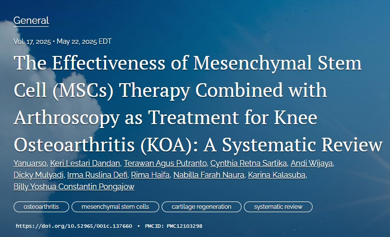 間充質(zhì)干細(xì)胞（MSCs）療法聯(lián)合關(guān)節(jié)鏡治療膝骨關(guān)節(jié)炎（KOA）的療效：系統(tǒng)評價