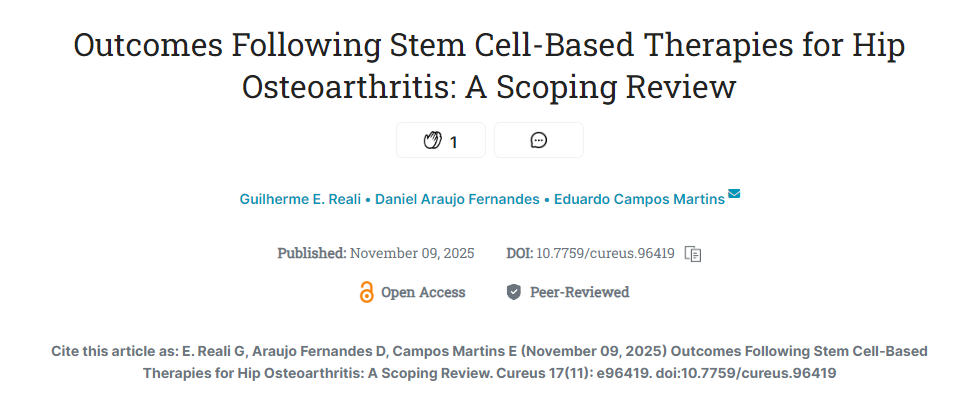 干細胞療法治療髖關節骨關節炎的療效:范圍綜述 干細胞療法治療髖關節骨關節炎的療效:范圍綜述