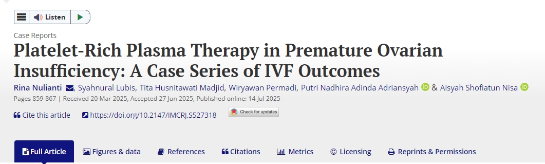 富血小板血漿治療早發性卵巢功能不全：一系列IVF結果病例