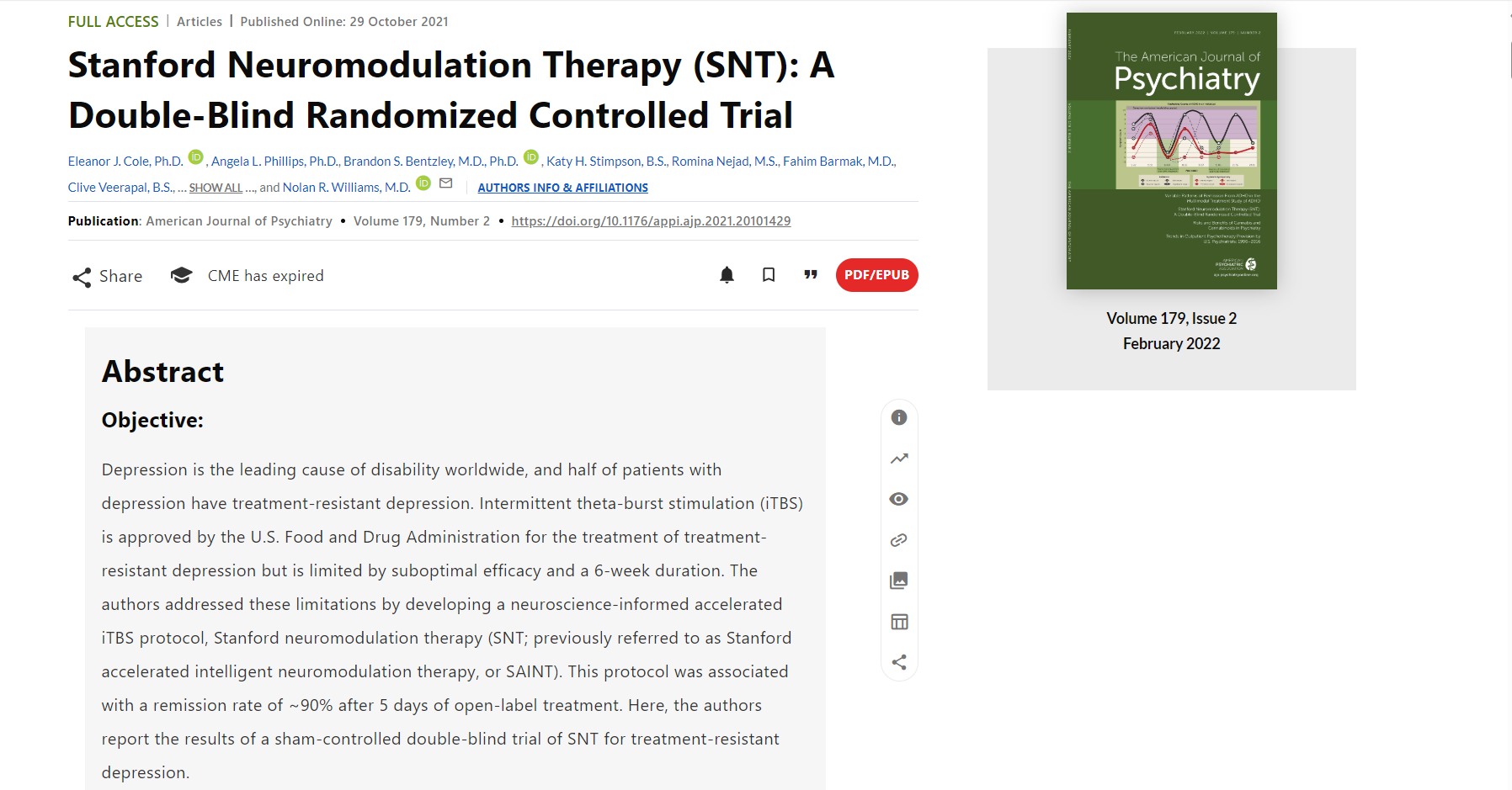 斯坦福神經調節療法 (SNT)：一項雙盲隨機對照試驗