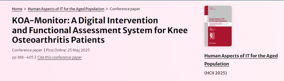 KOA-Monitor：膝關(guān)節(jié)骨性關(guān)節(jié)炎患者的數(shù)字化干預(yù)和功能評估系統(tǒng)