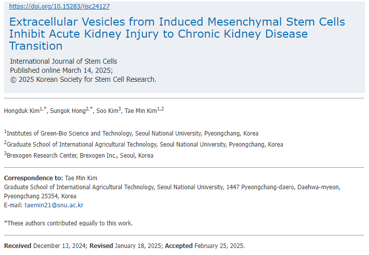 誘導間充質干細胞的細胞外囊泡抑制急性腎損傷向慢性腎病的轉變