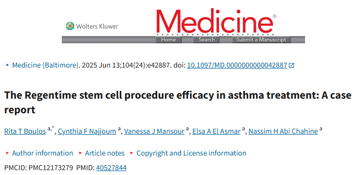 Regentime干細胞療法治療哮喘的療效：一例病例報告