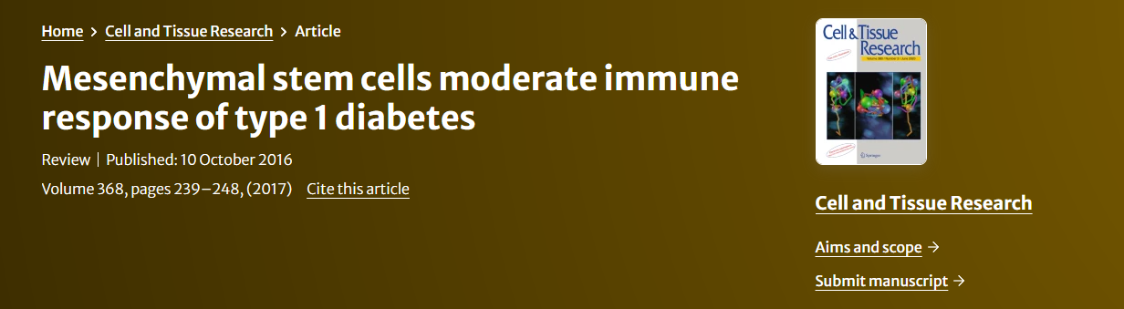間充質干細胞調節1型糖尿病的免疫反應