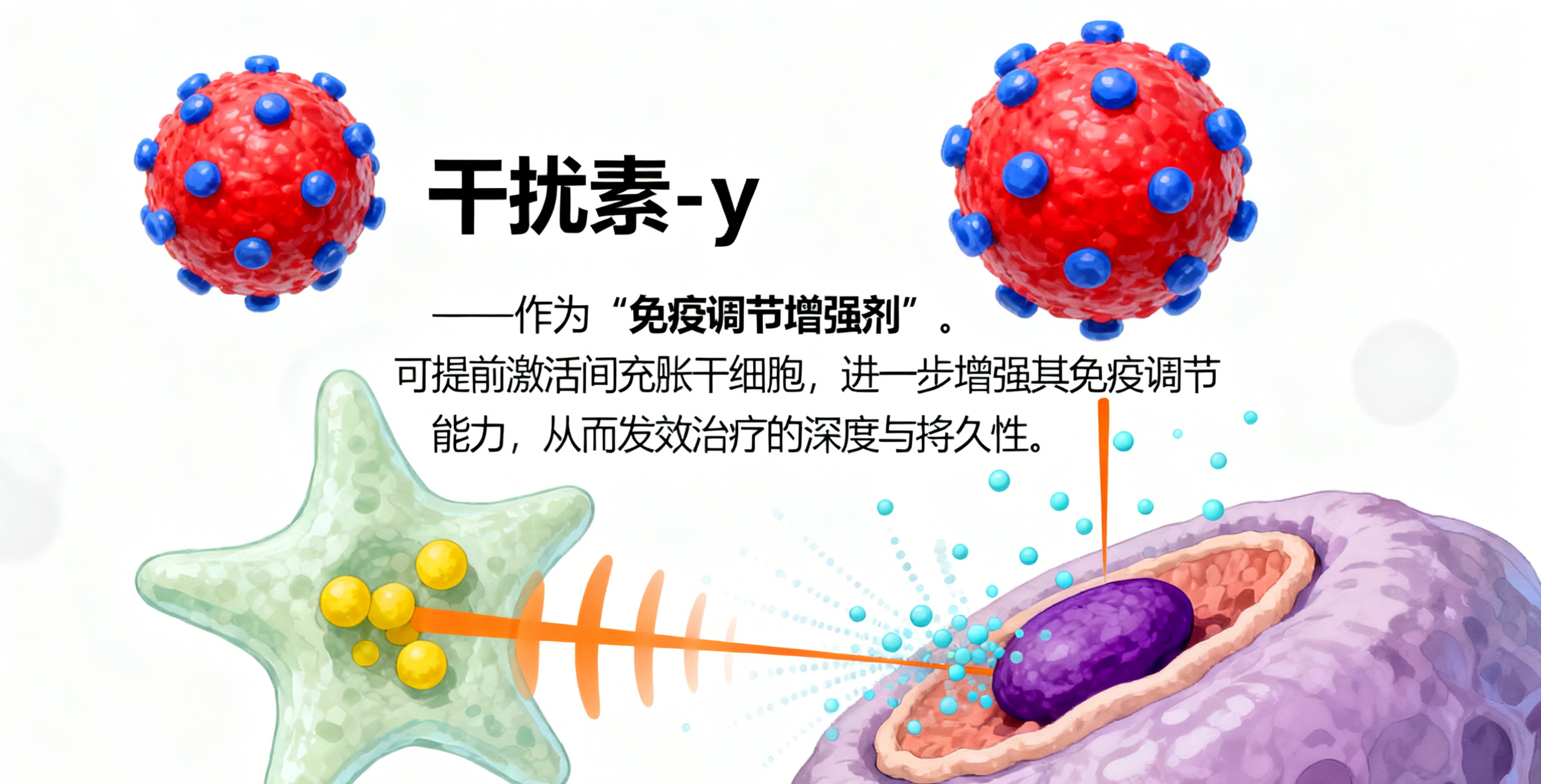 干擾素-γ作為"免疫調節增強劑"，可提前激活間充質干細胞，進一步增強其免疫調節能力，從而提升治療的深度與持久性