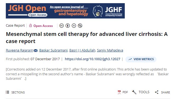 間充質(zhì)干細(xì)胞治療晚期肝硬化:病例報(bào)告 間充質(zhì)干細(xì)胞治療晚期肝硬化:病例報(bào)告