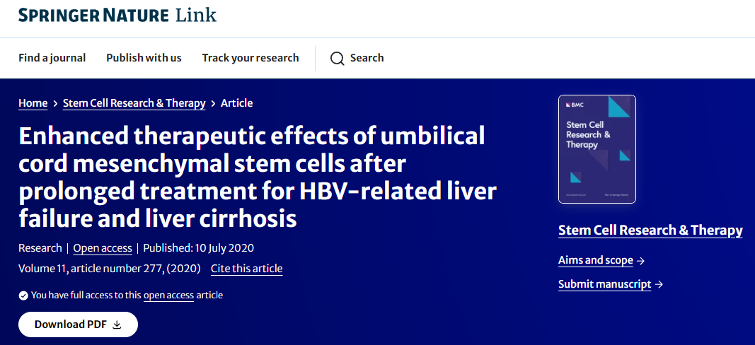 臍帶間充質(zhì)干細(xì)胞對乙肝相關(guān)肝衰竭和肝硬化長期治療的增強(qiáng)治療效果 臍帶間充質(zhì)干細(xì)胞對乙肝相關(guān)肝衰竭和肝硬化長期治療的增強(qiáng)治療效果