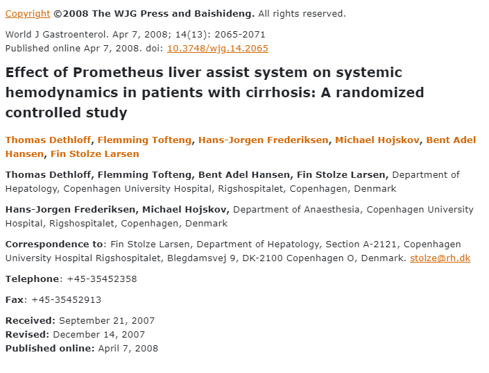 Prometheus肝臟輔助系統對肝硬化患者全身血液動力學的影響:一項隨機對照研究 Prometheus肝臟輔助系統對肝硬化患者全身血液動力學的影響:一項隨機對照研究